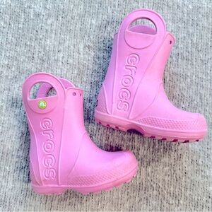 Crocs Handle It Rain Boots Pink Kids Size C8 Toddler Waterproof Rubber Pull On